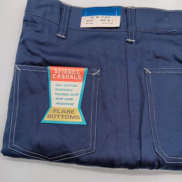 Vtg Spiegal Casual Flare Bottoms Men's Jeans NAVY Retro 36 X 33 NWT Deadstock - Picture 7 of 7